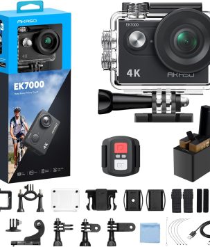 AKASO EK7000 4K30fps Action Camera - 131ft Waterproof Camera with EIS 4X Zoom Remote Control Ultra HD 20MP Underwater Camera with Accessories Kit
